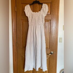 Chic White Smocked Women's Dress